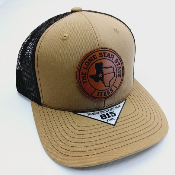 The Lone Star State Texas Patch Brown And Tan Mesh Snap Back Hat - Picture 2 of 4